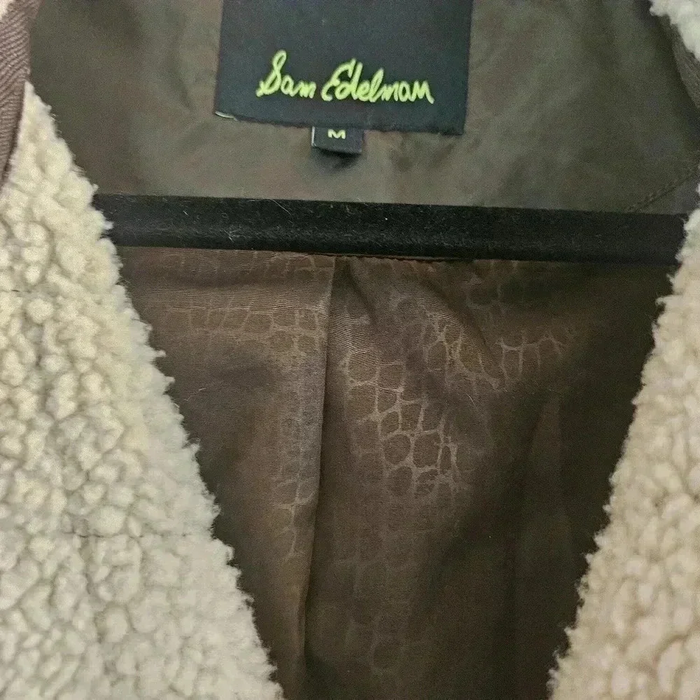 Sam Edelman Quilted Shearling Trim Zip Up Coat Women (M)